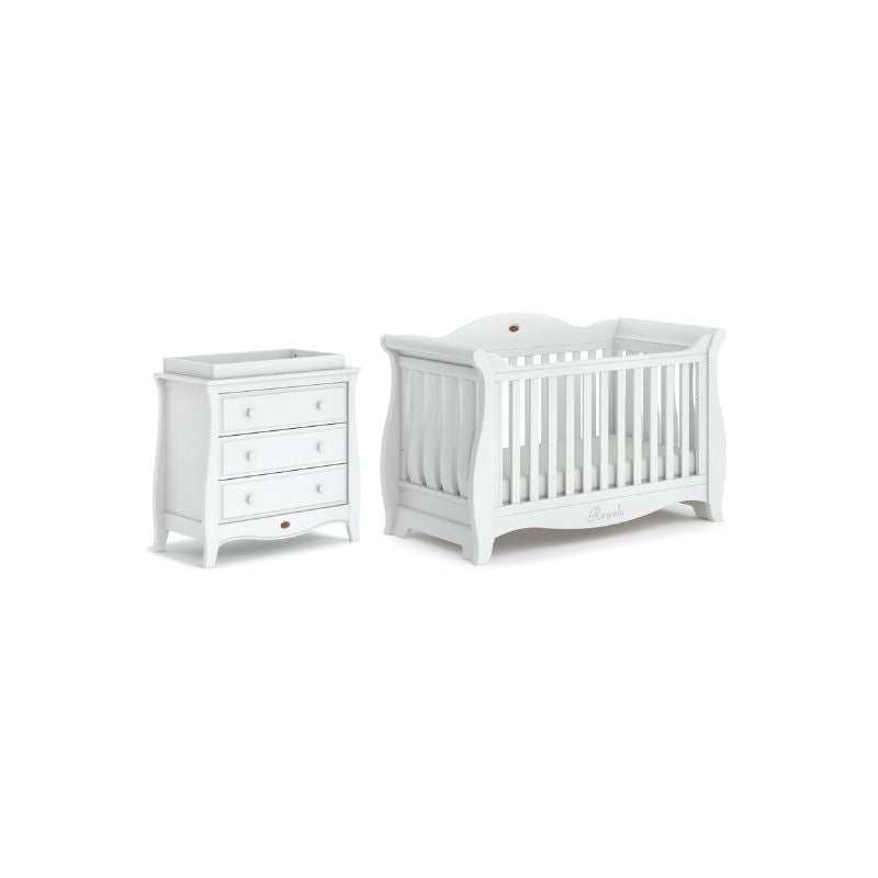 Boori Sleigh Royale 2 Piece Room Set in White Sleigh Royale Cot Bed V2 Miracle Baby World