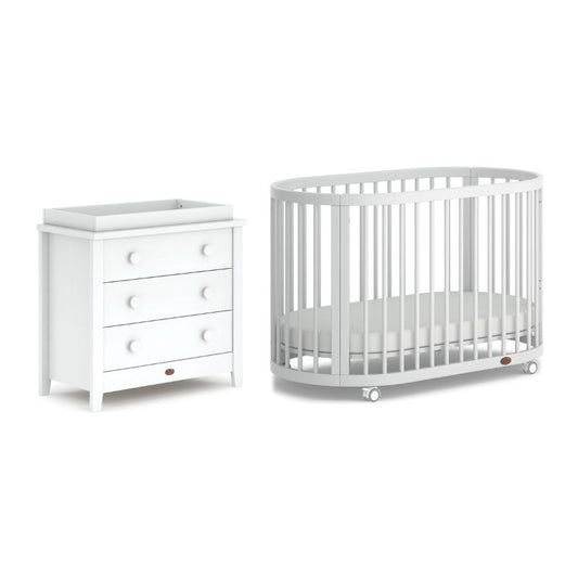 Boori-Oasis 2 Piece Room Set in White (BA) Oasis Cot & 3 Drawer Chest with Changing Tray - Miracle Baby World