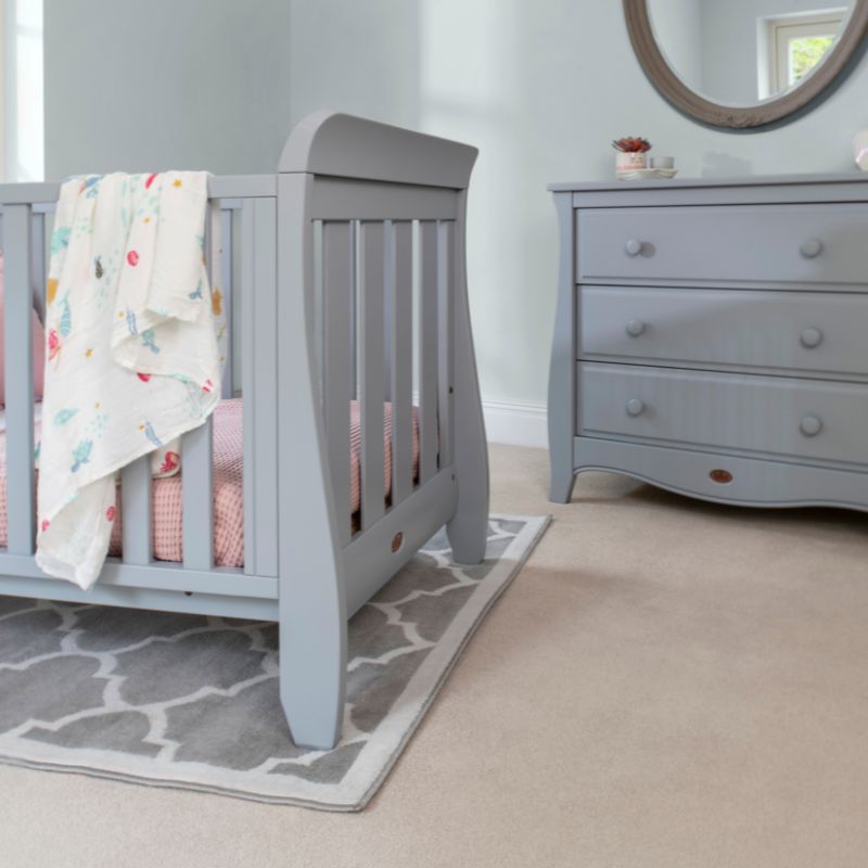 Boori-Sleigh Urbane 2 Piece Room Set in Pebble (PL) Sleigh Urbane Cot Bed & Sleigh 3 Drawer Chest Smart Assembly B-SLU2PRS/PL - Miracle Baby World